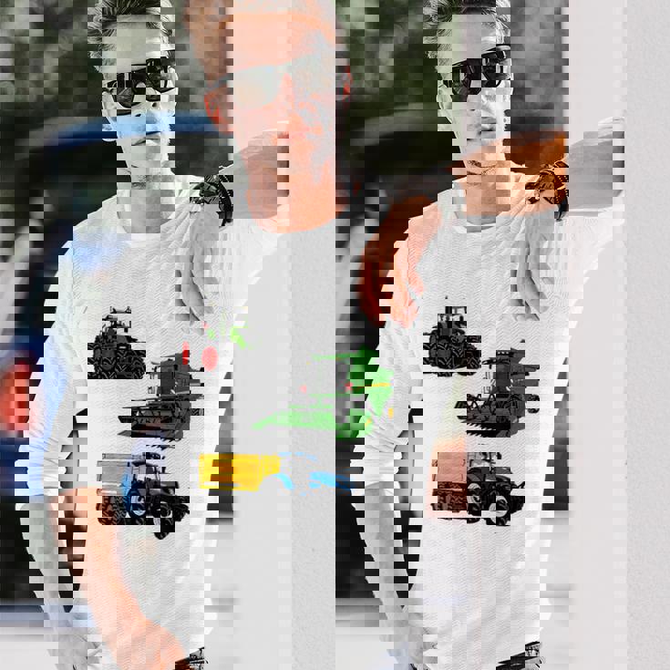 トラクター トラクター コンバインハーベスター 農家 農業 長袖Tシャツ 彼への贈り物