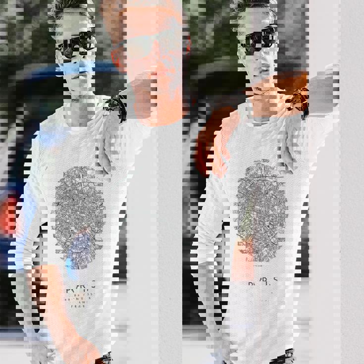 パリ フランス コーディネート 地図 故郷 長袖Tシャツ 彼への贈り物