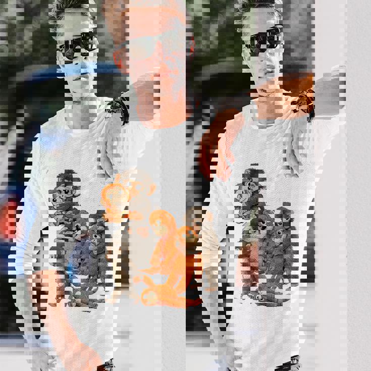 パンチ君 かわいい ポーズ 捨てられた ニホンザル モンキー パンチ 長袖Tシャツ 彼への贈り物