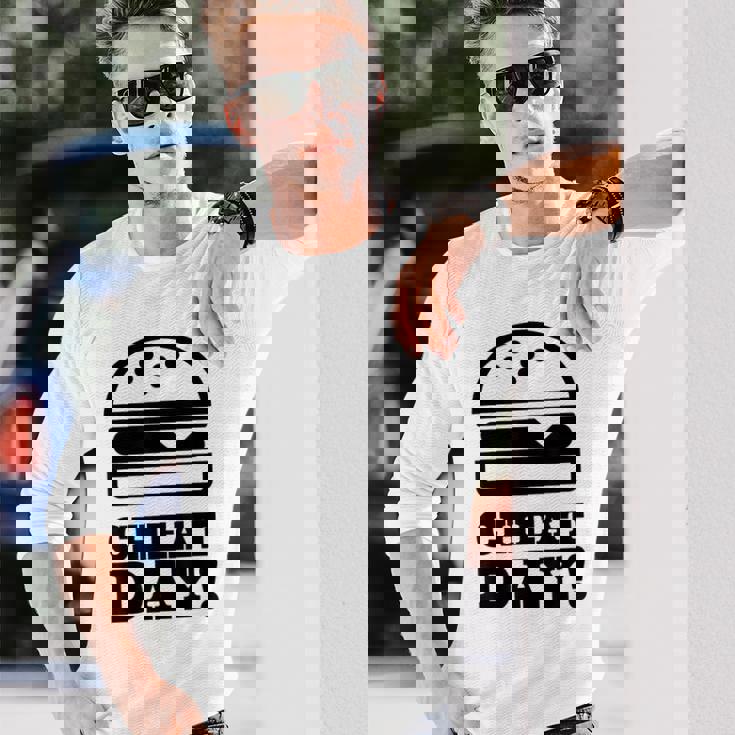 ファニージム チートデー ハンバーガー キャブ フード 長袖Tシャツ 彼への贈り物