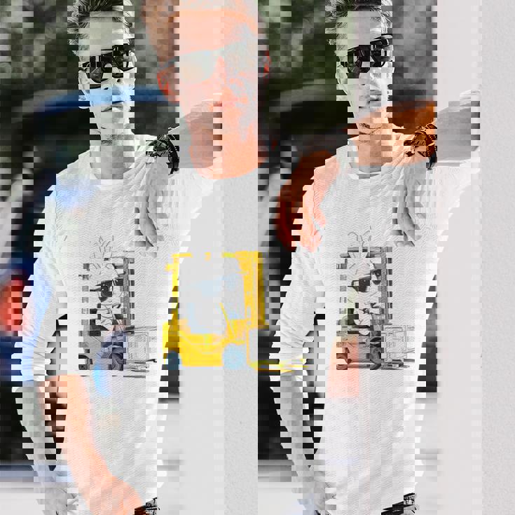 フォークリフト オペレーター フォークリフト ドライバー 物流 うさぎ イースター 長袖Tシャツ 彼への贈り物