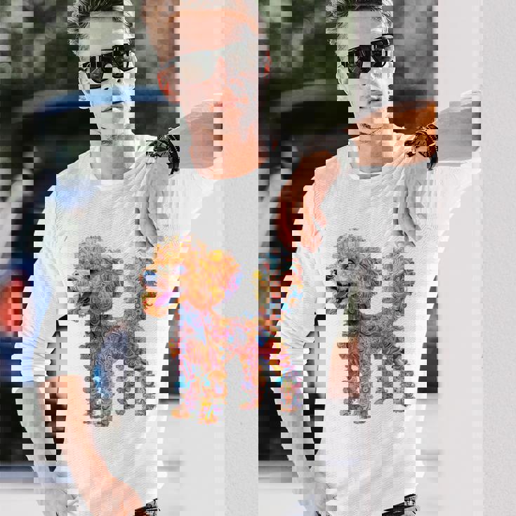 プードル 犬 モチーフ ペット イラスト プードル 長袖Tシャツ 彼への贈り物