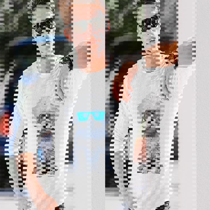 プードル 犬 幾何学的 キュート サングラス アニマル アート プードル 長袖Tシャツ 彼への贈り物