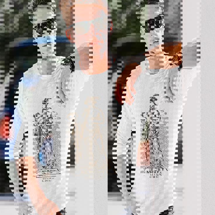 マーキュリー、エルメスの神、泥棒、スポーツ、アスリート 長袖Tシャツ 彼への贈り物