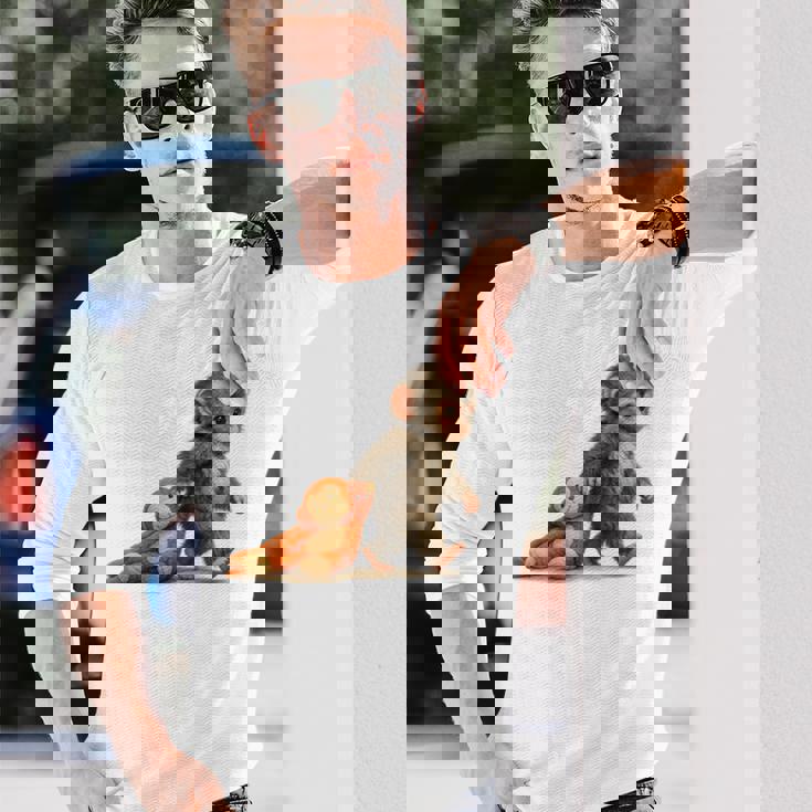 モンキーパンチ ベビー マカク リトルパンチ ビッグ キュート ラブ ぬいぐるみ 長袖Tシャツ 彼への贈り物