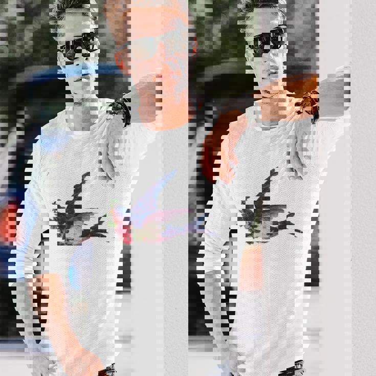 レトロ レディース ヴィンテージ メンズ ツバメ タトゥー デザイン 長袖Tシャツ 彼への贈り物