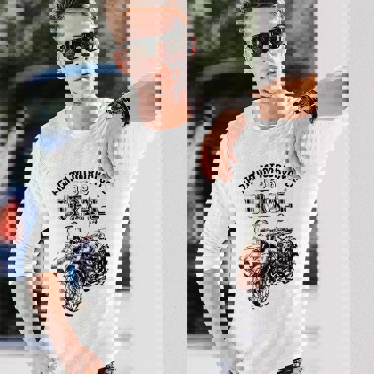 レトロモーターサイクルウラルtシャツ-ヴィンテージサイドカーモーターバイク 長袖Tシャツ 彼への贈り物