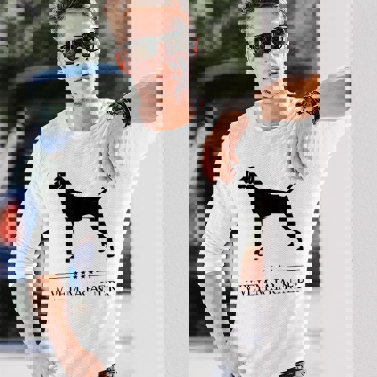 ワイマラナー ブラック シルエット 長袖Tシャツ 彼への贈り物