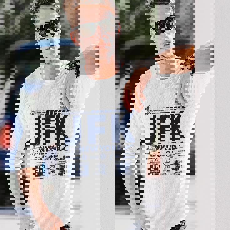 ヴィンテージ ニューヨーク Jfk 空港コード トラベルデイ レトロ Nyc 長袖tシャツ 長袖Tシャツ 彼への贈り物