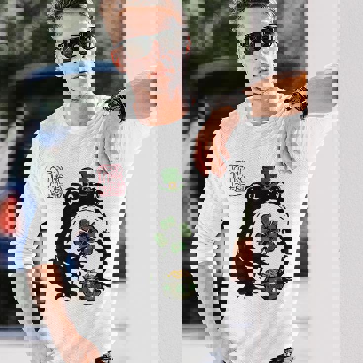 不機嫌そうなカエル 面白い 聖パトリックデー クローバーリーフ アニメ 日本語 長袖Tシャツ 彼への贈り物