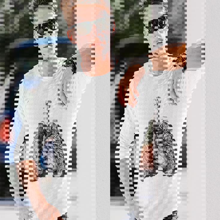 人間の心臓の肺 ビンテージ医療解剖学 解剖学的肺 長袖Tシャツ 彼への贈り物