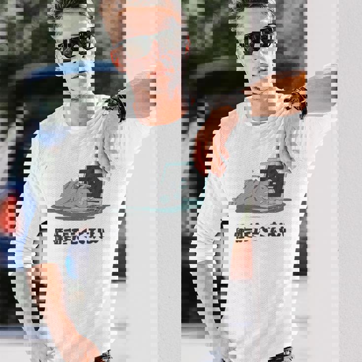 働きたくない 疲れた 寝ている ねこ ネコ 猫好き おもしろ ギャグ ネタ 動物好き 面白い 可愛い 猫 長袖Tシャツ 彼への贈り物