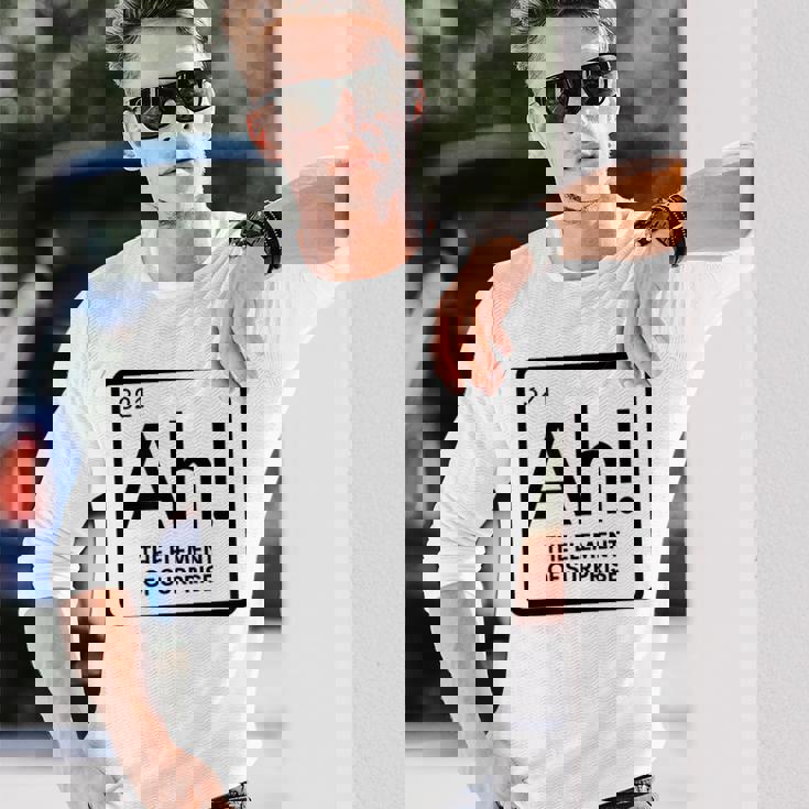 周期表 Ah 驚き元素 化学 科学 駄洒落。 長袖Tシャツ 彼への贈り物