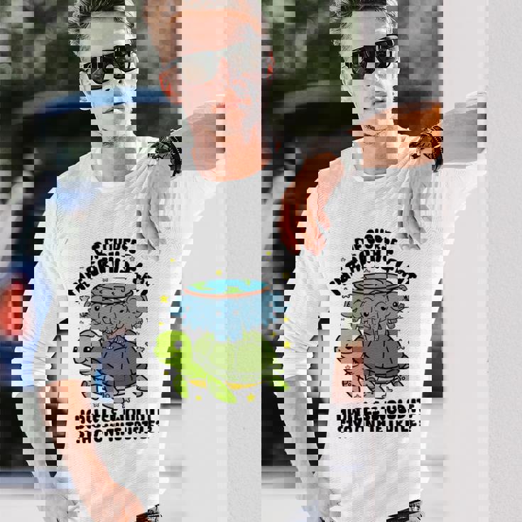 平らな地球協会 面白い陰謀論 亀の象 長袖tシャツ 長袖Tシャツ 彼への贈り物