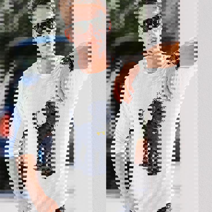 愉快なジャイアントシュナウザー Ichnauzer ギフト ドッグファン 長袖tシャツ 長袖Tシャツ 彼への贈り物