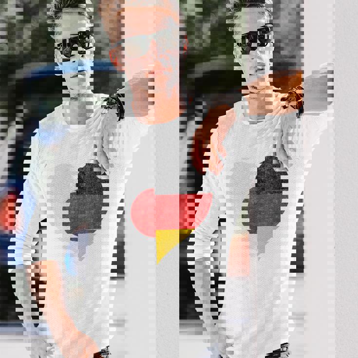 日本 ドイツ 国旗 ハート サッカー 長袖Tシャツ 彼への贈り物