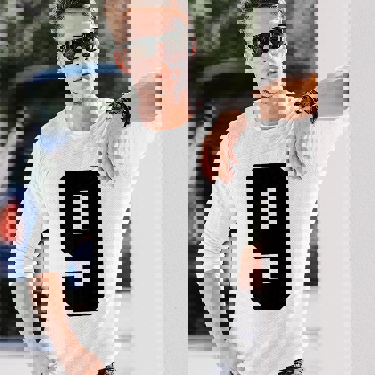 番号9 ナインスポーツジャージ 誕生日年齢 ラッキーナンバーブラック 長袖Tシャツ 彼への贈り物