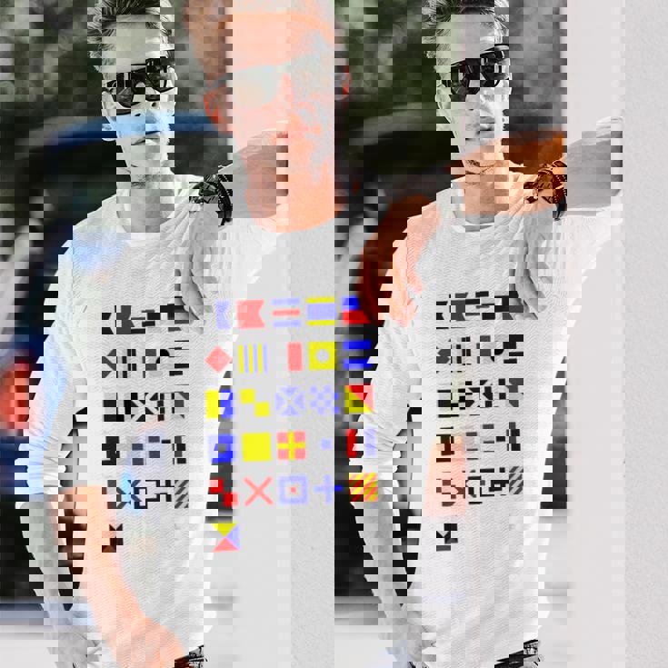 航海信号旗 アルファベット 長袖Tシャツ 彼への贈り物