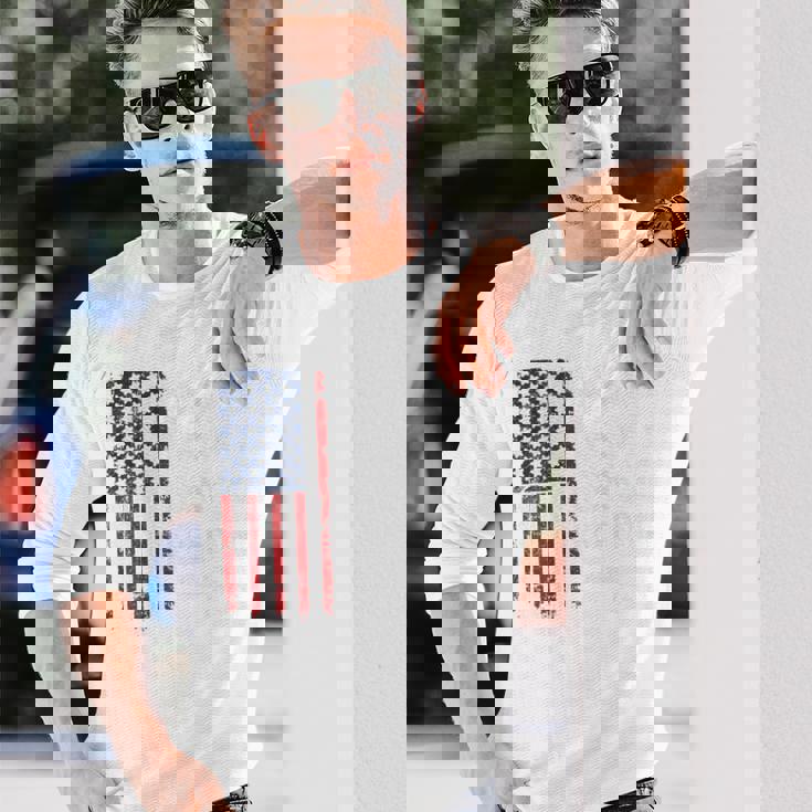 葉巻ウィスキーガン&フリーダム アメリカ国旗 7月4日 バック 長袖Tシャツ 彼への贈り物