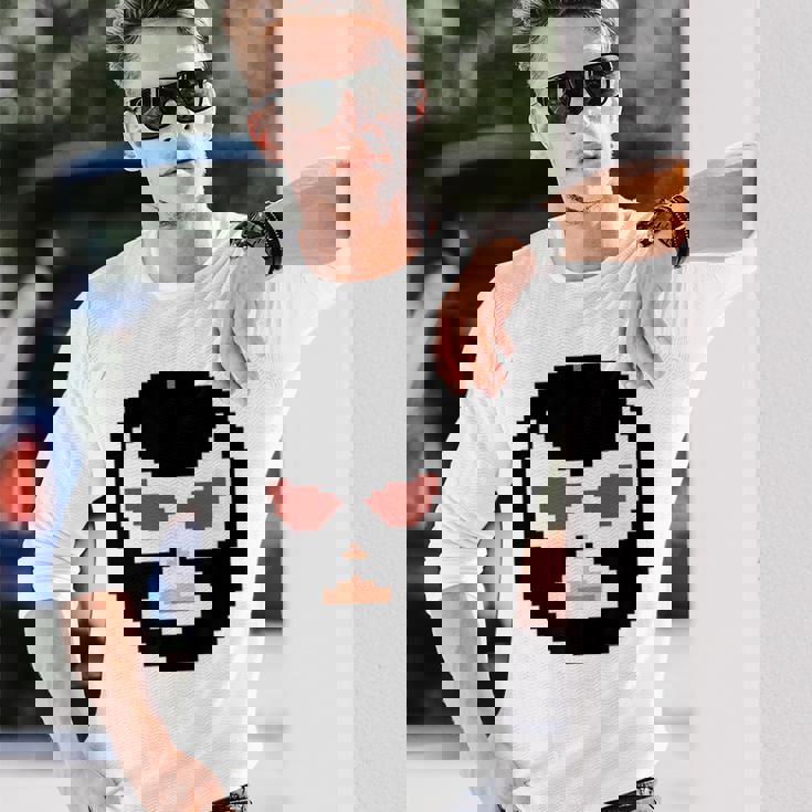 覆面レスラー マスク ピクセルアート ドット絵 怪人 プロレス 長袖Tシャツ 彼への贈り物