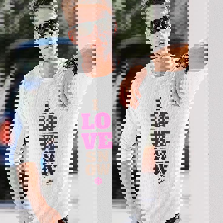 雪の冬が大好き 長袖Tシャツ 彼への贈り物