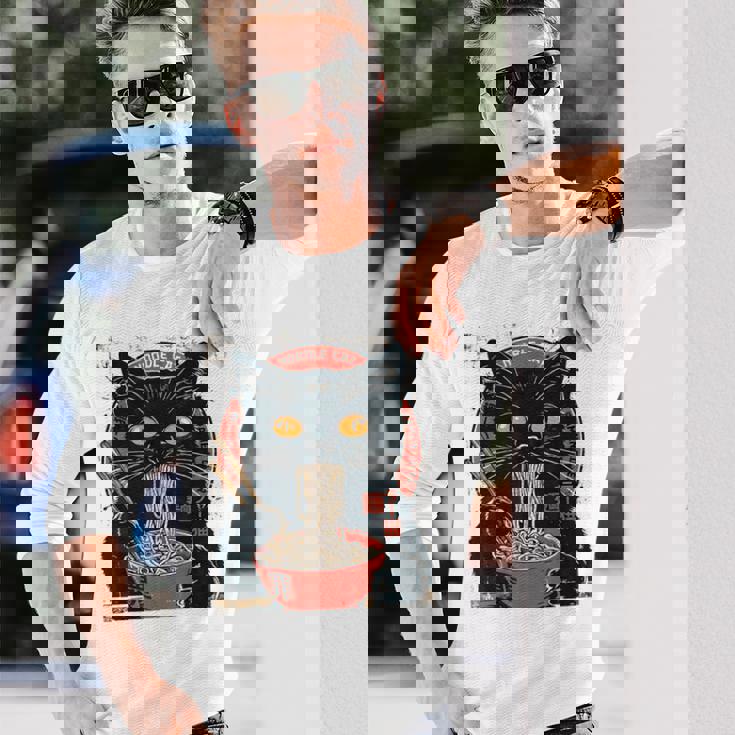 麺 猫 ラーメン好き 和食 猫 アート デザイン 長袖Tシャツ 彼への贈り物