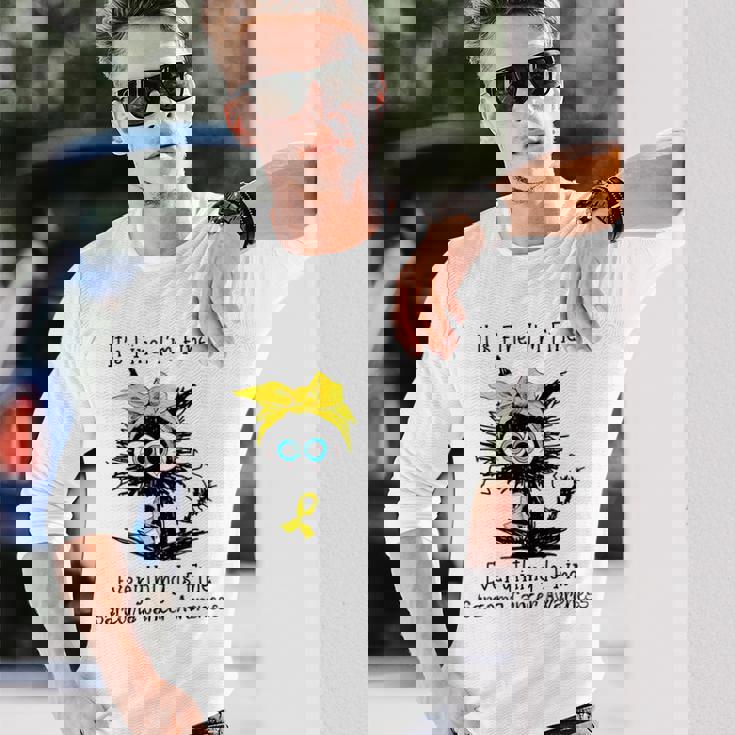 黒猫大丈夫だよ元気だ肉腫啓発 長袖Tシャツ 彼への贈り物