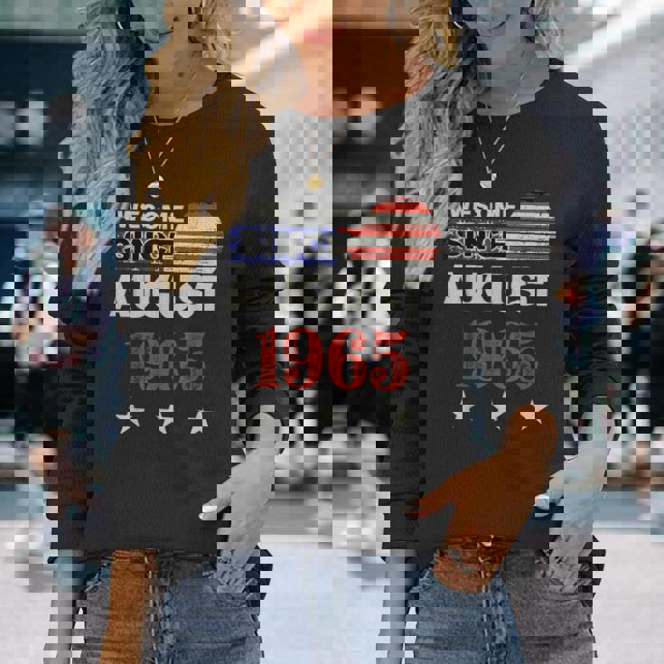 1965年以来素晴らしいヴィンテージアメリカ国旗クラシック1965年8月。 長袖Tシャツ 彼女への贈り物