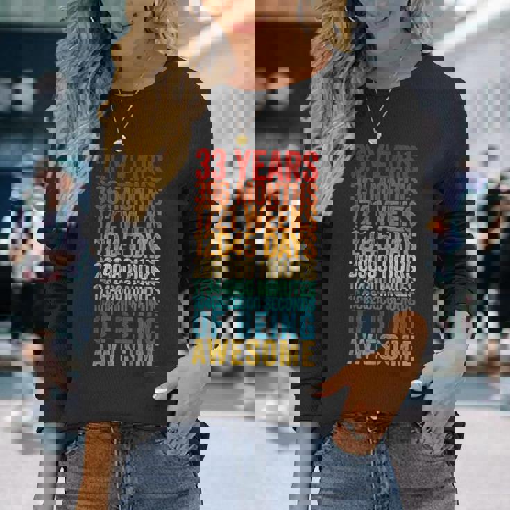 おもしろ 33歳の誕生日シャツ オールドメーター 面白い 33歳ギフト 長袖Tシャツ 彼女への贈り物