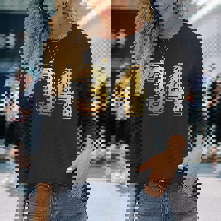 34 ナンバー34 チーム スポーツ グラフィック 代表チームのマッチング 長袖tシャツ 長袖Tシャツ 彼女への贈り物