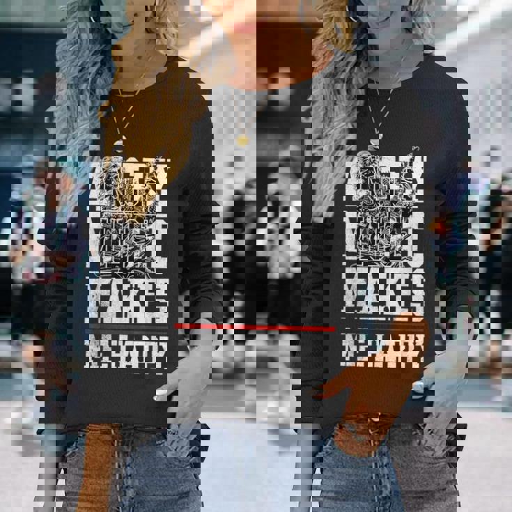 Angry Music Make Me Happy Heavy Metal Metalheads 長袖Tシャツ 彼女への贈り物