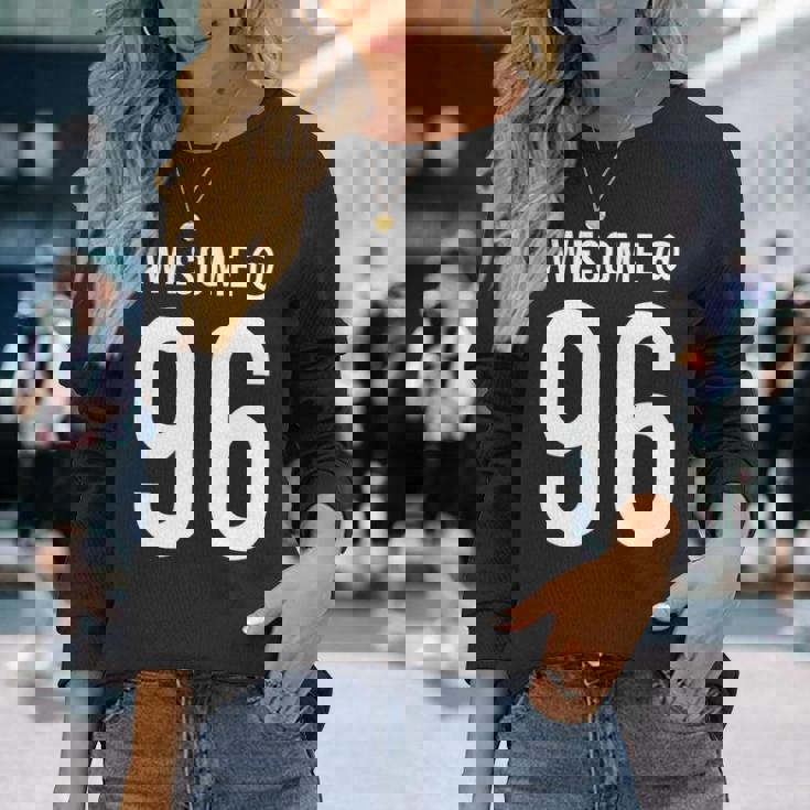 Awesome At 96 面白い96歳の誕生日のお祝いに 長袖tシャツ 長袖Tシャツ 彼女への贈り物