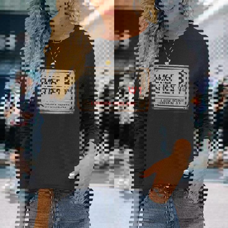 Bakertreet W1 London England Old Rustedstreet サインtシャツ 長袖Tシャツ 彼女への贈り物