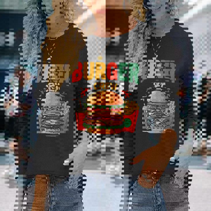 Berger Crew Hamburger Cheeseburger Fast Food Lovers 長袖Tシャツ 彼女への贈り物