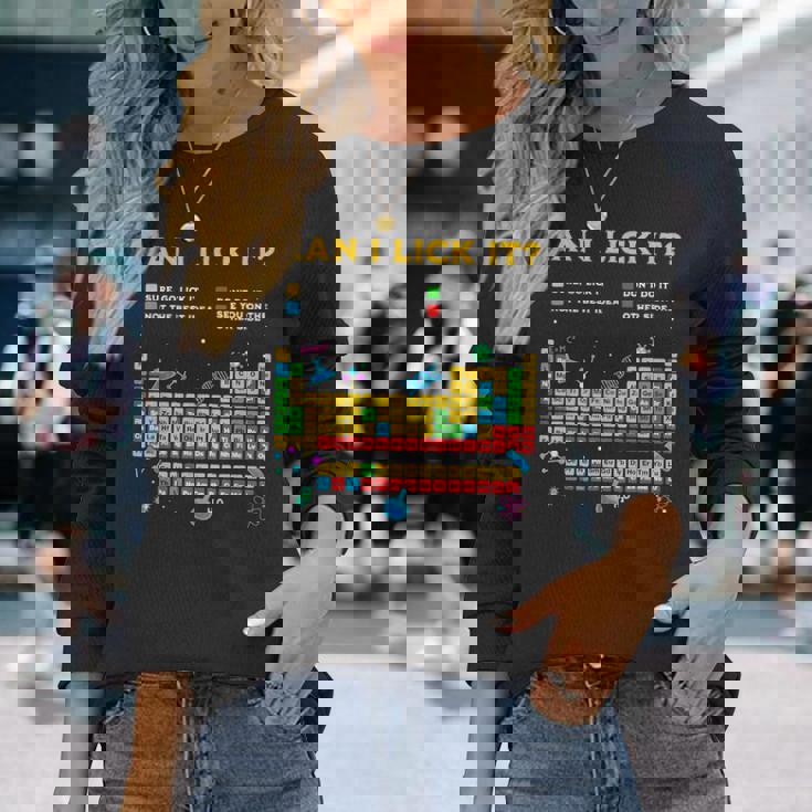 Can I Lick It 周期表 面白い 科学 先生 学生 長袖Tシャツ 彼女への贈り物