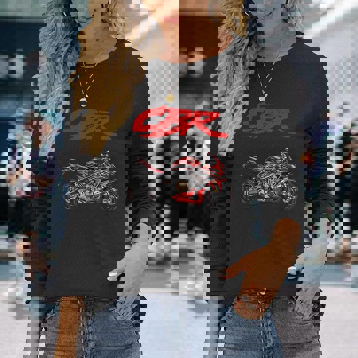 Cbr、オートバイ、オートバイ、ロードレース、バイカー、スポーツバイク、Cbr 長袖tシャツ 長袖Tシャツ 彼女への贈り物