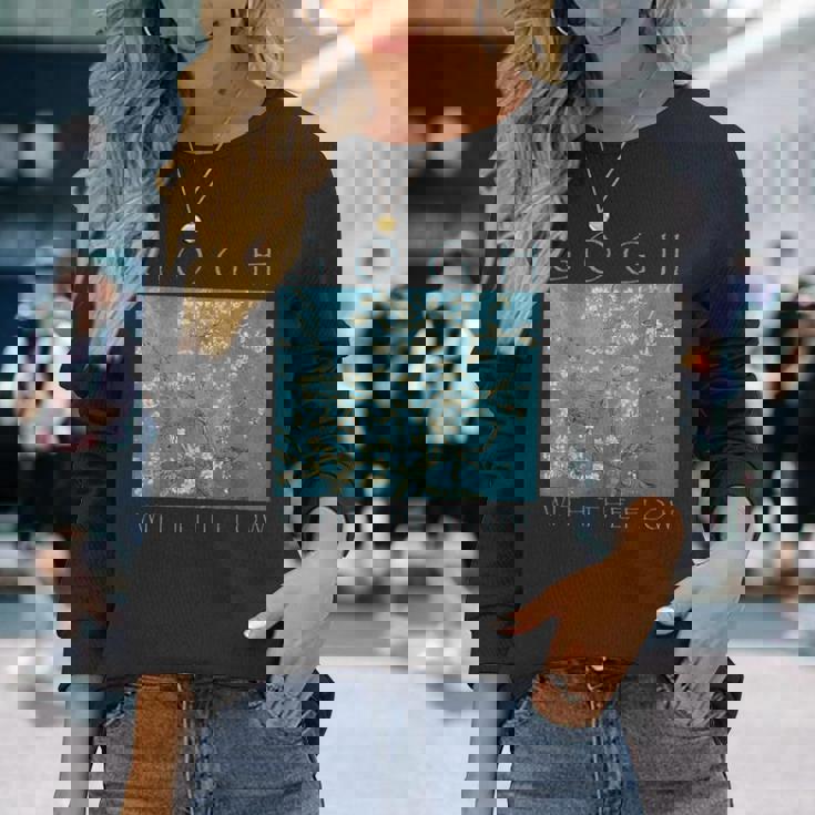 Gogh With The Flow アーモンドブロッサム ヴァン・ゴッホの絵画 長袖Tシャツ 彼女への贈り物