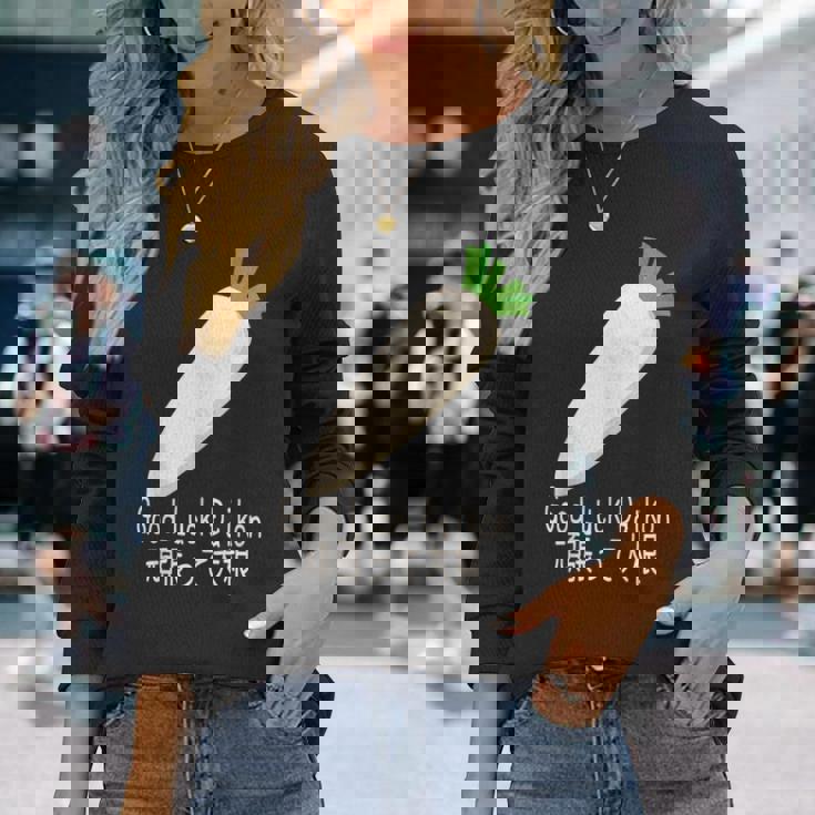 Good Luck Daikon 頑張って大根 長袖Tシャツ 彼女への贈り物