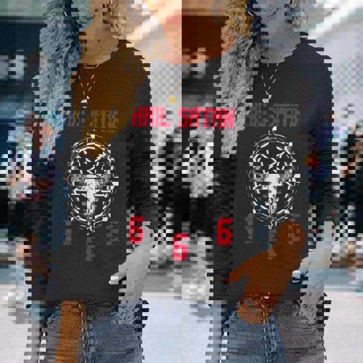 Hailatan 666 バフォメット ペンタグラム ルシファー オカルトサタニック 長袖Tシャツ 彼女への贈り物