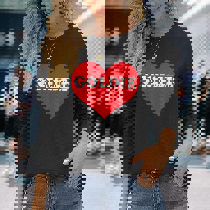 I Heart Goldie I Love Goldie カスタマイズ可 長袖Tシャツ 彼女への贈り物