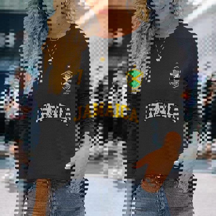 Jamaica チームサッカー ジャマイカ Number 7Occer 長袖Tシャツ 彼女への贈り物