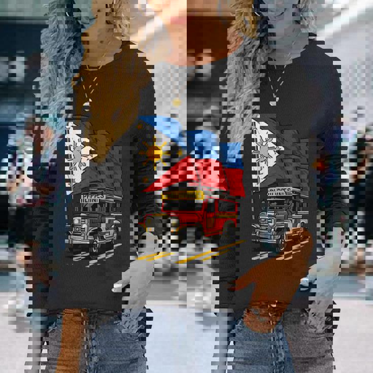 Jeepney フィリピン国旗 誇り高きフィリピンのお土産 長袖Tシャツ 彼女への贈り物