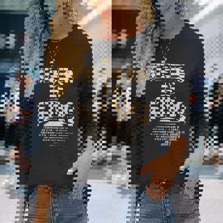 Jesus Is King Bibleerse John 14 長袖Tシャツ 彼女への贈り物