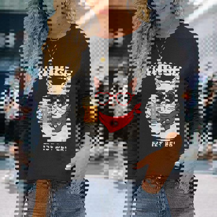 Kanreki 還暦 60歳 記念 猫 サングラス ビール 大人のユーモア 長袖Tシャツ 彼女への贈り物