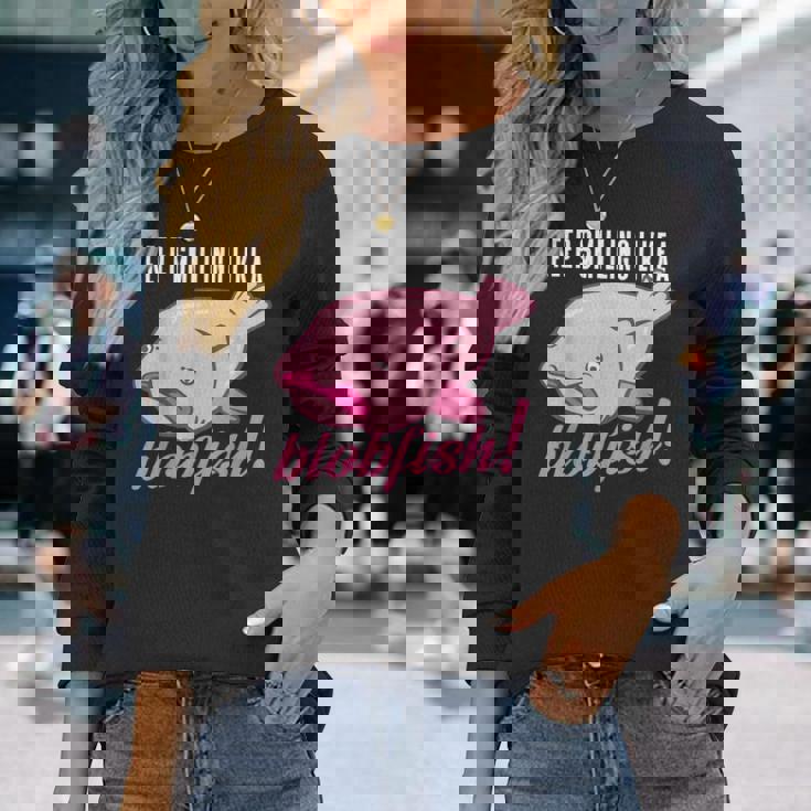 Keepmiling Like A Blobfish デザイン ブログフィッシュファン向け 長袖Tシャツ 彼女への贈り物