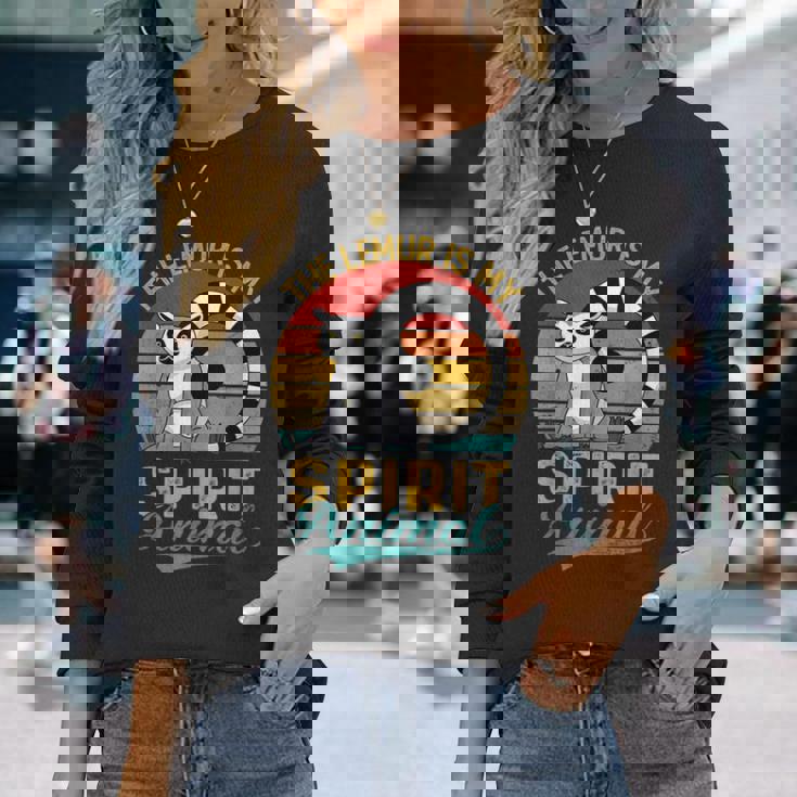 The Lemur Is Mypirit アニマルシャツ ファニーベンテージ キツネザル 長袖Tシャツ 彼女への贈り物