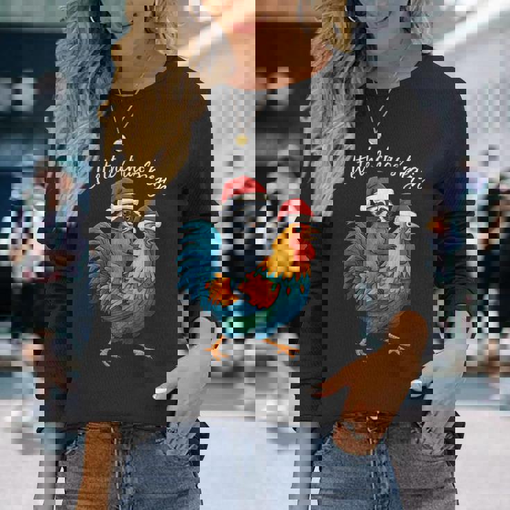 Let The Chaos Begin Raccoon Riding Rooster Christmas Long Sleeve T-Shirt Gifts for Her