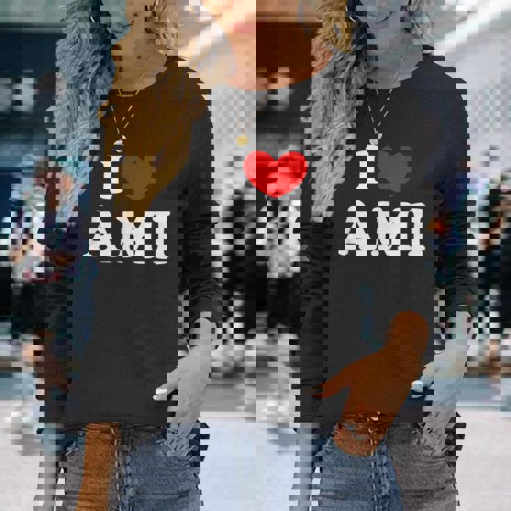 I Love Ami 私は愛する Ami 長袖Tシャツ 彼女への贈り物