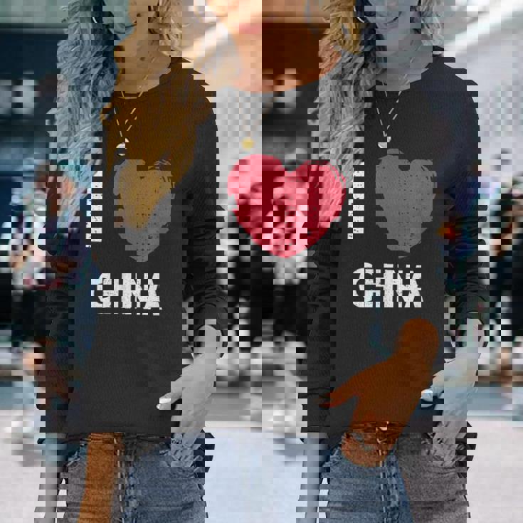 I Love China I Love China デザイン 長袖Tシャツ 彼女への贈り物