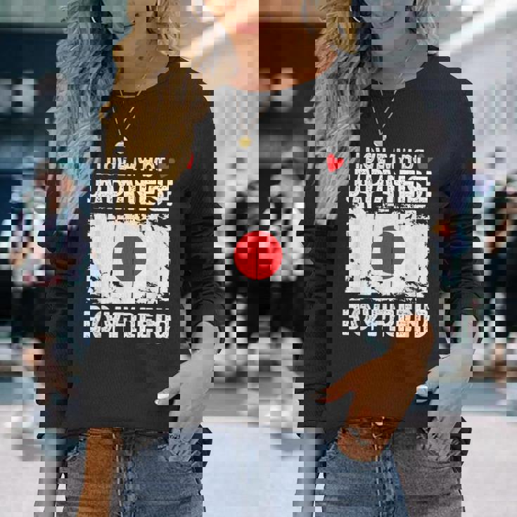 I Love My Hot Japanese Boyfriend Couple Japan Flag 長袖Tシャツ 彼女への贈り物